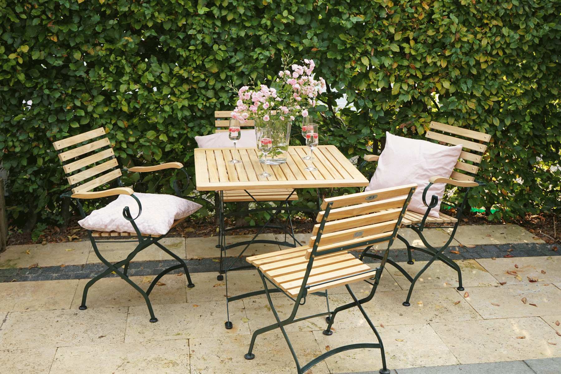 Klapptisch VERONA Teak-Eisen 80x80cm